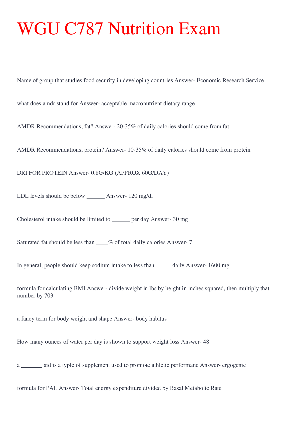 Preview image of WGU C787 Nutrition Exam document